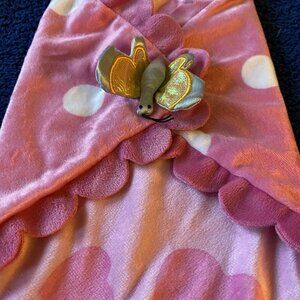 Disney Baby Pink with White Dots Hearts and Butterfly Lovey Security Blanket 11"